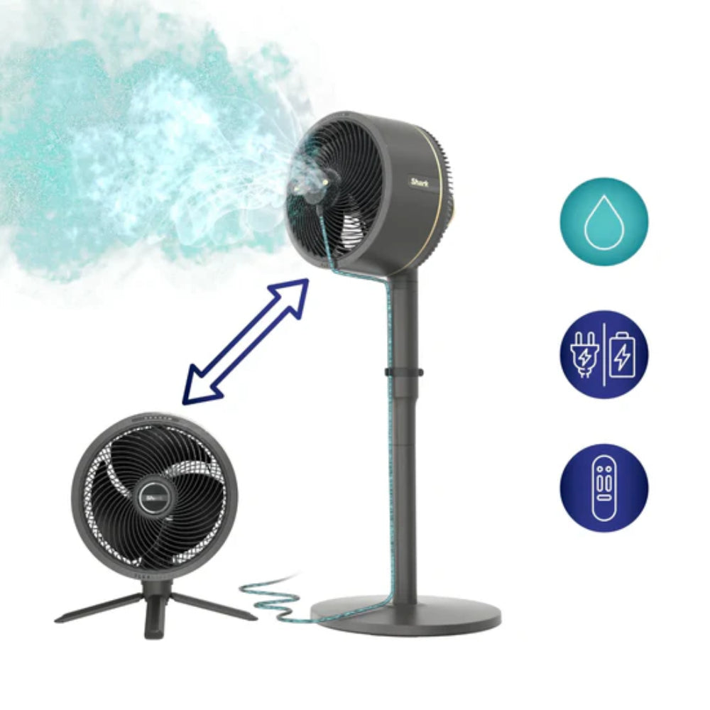 Ventilador Shark para mesa o pedestal con accesorio de nebulización